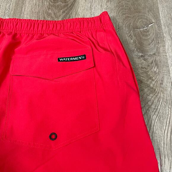 Watermen Earn Your Salt Red Swim Trunks Board Shorts‎ 3XL Stretch Drawstring - Picture 4 of 11